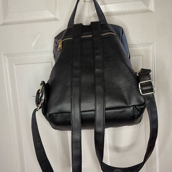 Steve Madden Black synthetic embossed small backpack gold tone hardwares. main image 7